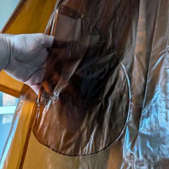 Stunning Retro Dorothy Perkins Pakamac Semi-transparent Brown Hooded Rain Jacket - Picture 6 of 16